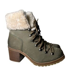 STEVE MADDEN Women’s Husk 167521 Olive Nubuck Winter Boots size 6.5